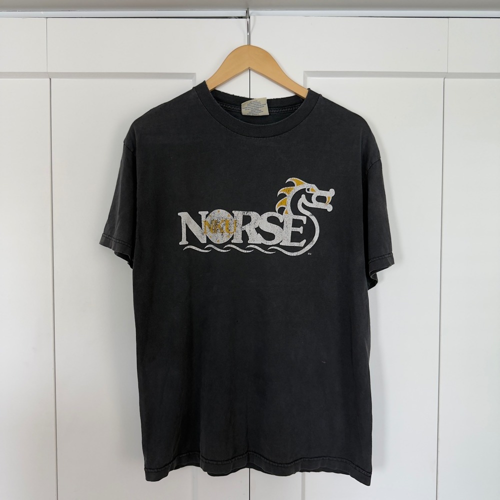 Mens Steve & Barrys T-Shirt Large Faded Black NKU Norse Dragon Graphic T-Shirt - Picture 2 of 6